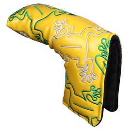 Golf Builder Golf Blade Putter Head Cover Synther Leather with Frog Design Magnetic Closure (Yellow)