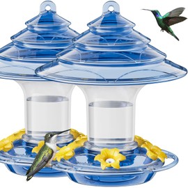 Birdream Hummingbird Feeder for Outdoors Hanging, 40 OZ Humming Birds Feeders with 10 Bee Guard Feeding Ports & Built-in Ant Moat and Brush, Bird Feeder for Outside, Gifts for Women - Blue