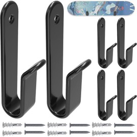 Horizontal Snowboard Display Racks, Wall Mount Clips Space Saving Design Hanger SKi Board Storage for Home and Garage (Black-6)