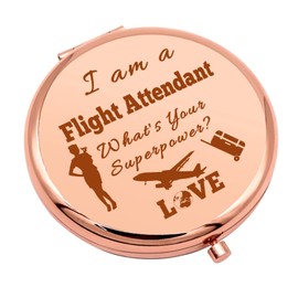 Flight Attendant Gifts Air Stewardess Compact Makeup Mirror Flight School Graduation Gift Pilot Gift Aviation Gifts Stewardess Appreciation Presents Folding Makeup Mirror Birthday Retirement Presents