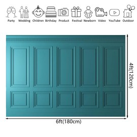 Green Retro Room Classic Interior Backdrop Vintage European Frame Green Wall Photography Backdrop Art Portrait Photo Props (6x4ft)