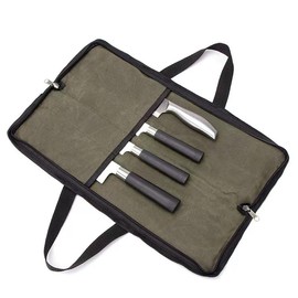 UrbAmerican Knife Roll,Knife Bag,Knife Case,Waxed Canvas Chef Knife Bag,Portable Knife Roll Bag With 4 Slots Plus 1 Zipper Pockets Can Hold Home Kitchen Knife Tools,Heavy Duty Knife Bags For Chefs