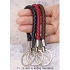 PPhtony Braided Leather Key Fob Car Keychain Ring Woven Strap