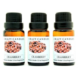Crazy Candles Cranberry 3 Bottles 1/2 FL Oz Each (15ml) Premium Grade Scented Fragrance Oil