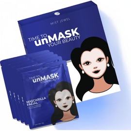 MIST JEWEL Mascarilla Facial con Colágeno, ácido hialurónico y aminoácidos de alto efecto hidratante y Rejuvenecedora Premium Bio-Collagen mask Paquete de 5 Piezas
