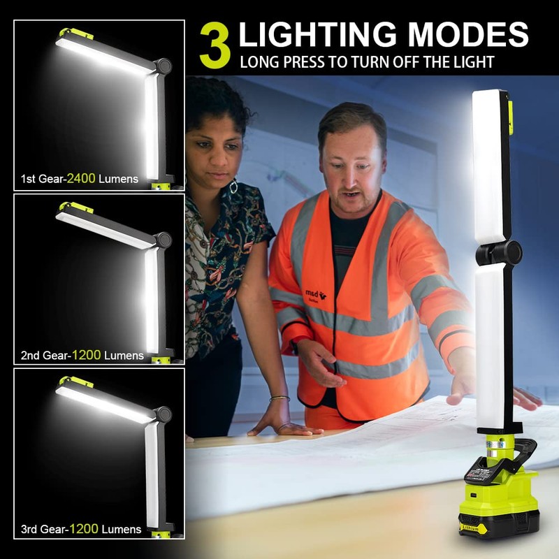 YEX-BUR 30W 2400LM LED Work Light for Ryobi 18V Battery,