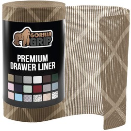 Gorilla Grip Original Drawer and Shelf Liner, Non Adhesive Roll, 12 Inch x 20 FT, Durable and Strong, for Drawers, Shelves, Cabinets, Storage, Kitchen and Desks, Diamond Beige Ivory
