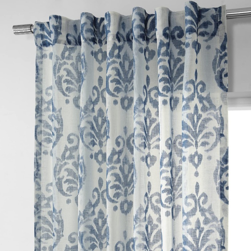 HPD Half Price Drapes SHCH-PS18042-84 Printed Faux Linen Sheer Curtain
