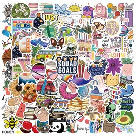 100 Pieces Cute Stickers for Water Bottles, Laptop, Luggage, Bicycle, Vinyl Waterproof Aesthetic Kawaii Sticker Packs, Vsco Funny Stickers for Children, Teenagers, Girls