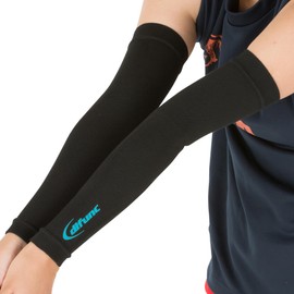D&M D-7000 Arm Sleeve Arm Cover, Black X Turquoise, Medium Size, Abrasion Resistant, Graduated Compression, Sweat Absorbent, Volleyball, Baseball