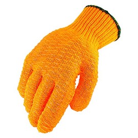 Galeton Criss-Cross Tacky Grip Coated String Knit Gloves Orange 12 Pack 1070, Large