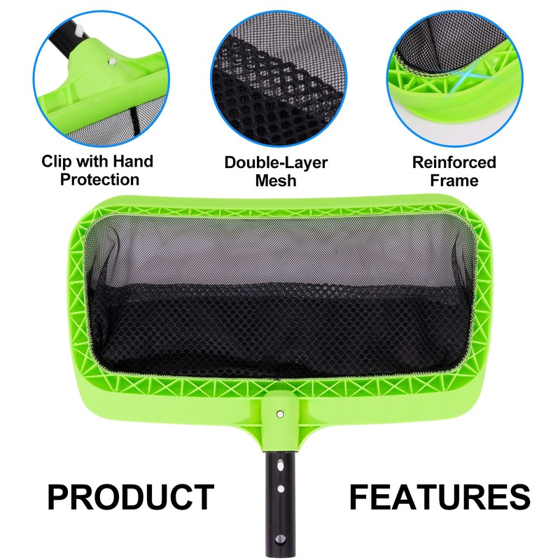 Sepetrel Swimming Pool Leaf Skimmer Net,Double-Layer & Reinforced Frame Deep