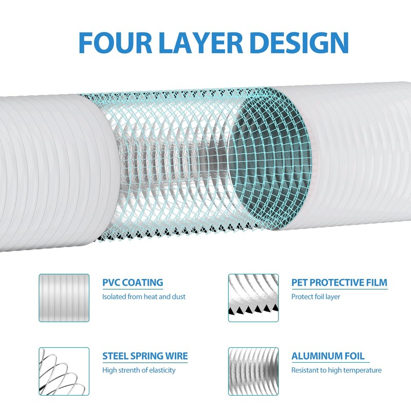 Hon&Guan Aluminium PVC Ventilation Air Ducting 4 Inch Flexible Vent