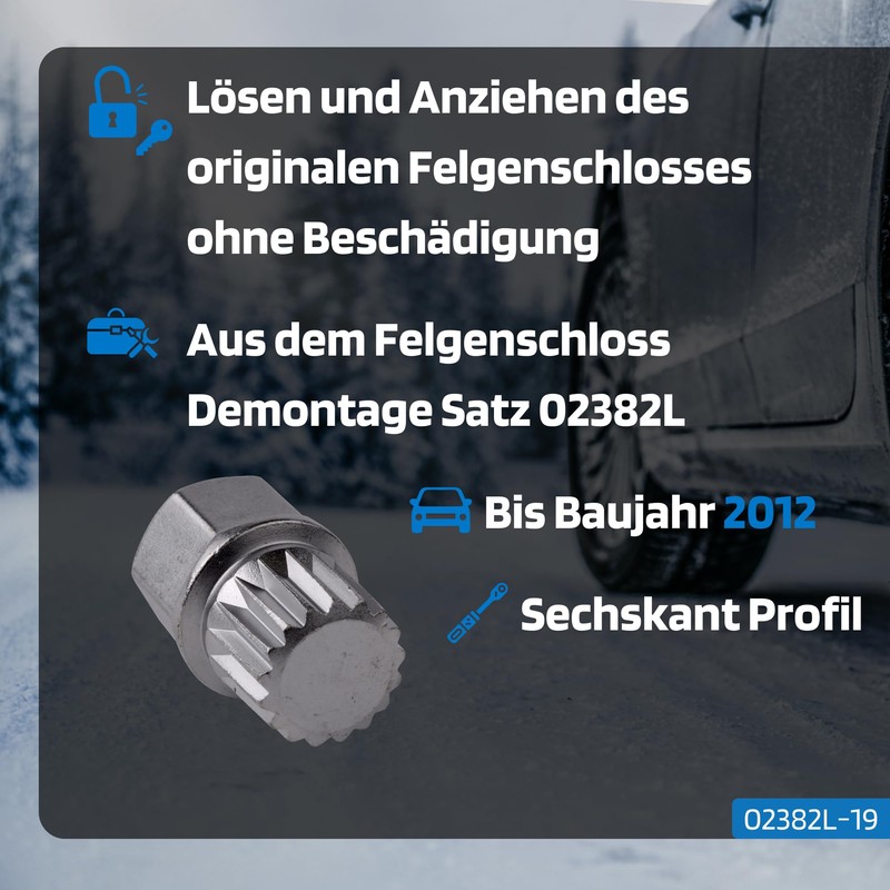 SW-Stahl 02382L-19 Rim Lock Adapter ABC6 I Suitable for VW