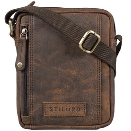 STILORD 'Brandon' Man Purse Leather Small Shoulder Messenger Bag Handbag for Men Vintage Cross Body-Bag for 7 inch Tablets Satchel Genuine Leather, Colour:colorado - brown
