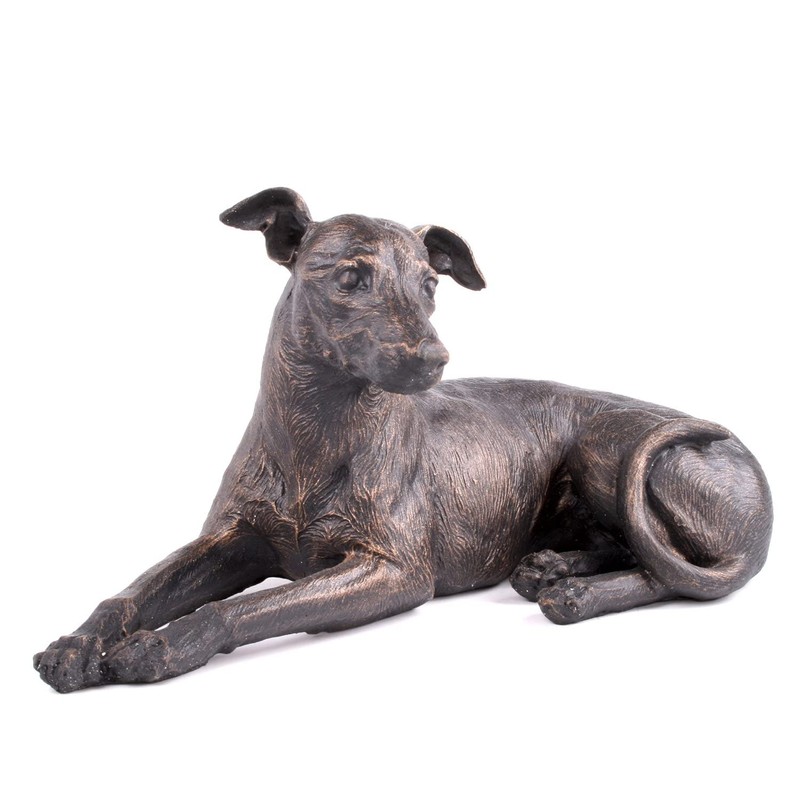 Greyhound Dog Painted Bronze Resin Sculpture