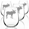 Moose Silhouette - Stemless Wine Glasses - Set of 4