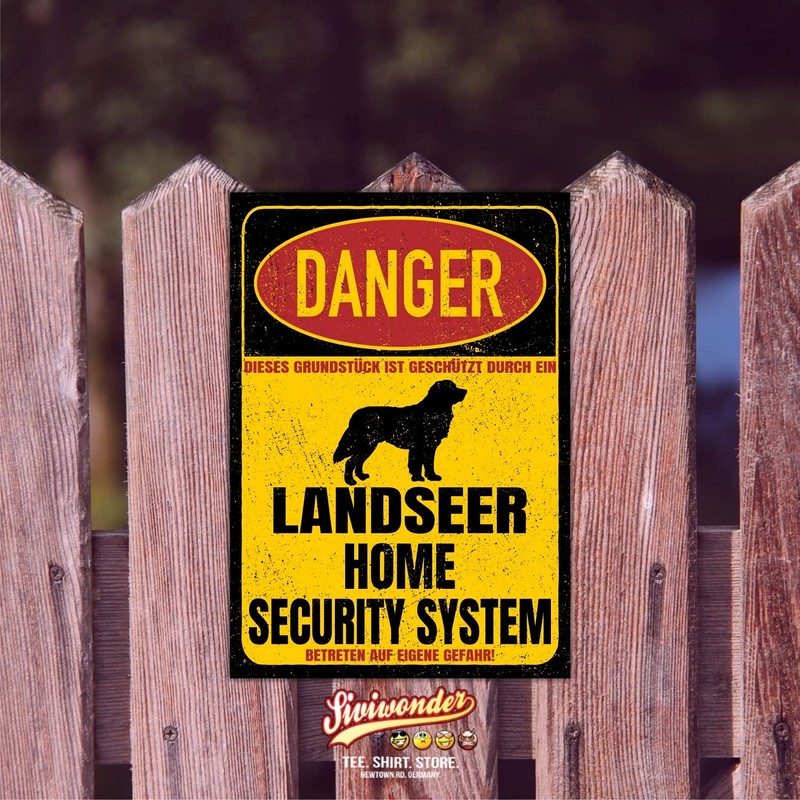 Landseer Sign Danger Security System Door Sign Dog Sign Warning