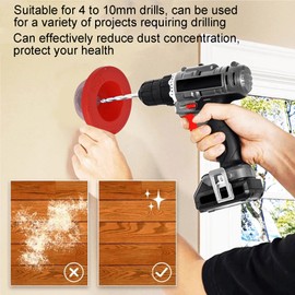 MOUMOUTEN Drill Dust Cover, Drill Dust Collector Bowl Shaped Design, ABS DIY Power Tool Accessories for 4-10mm Electric Hammer and Drill (Red）