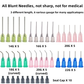25 Pack 1ml, 3ml, 5ml, 10ml, 20ml Dispenser with14ga,16ga, 18ga, 20ga, 22ga Dispensing head and Caps for Measuring Liquids and Refilling, Glue Applicator or Oil