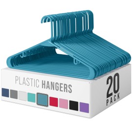 Clothes Hangers Plastic 20 Pack - Blue Plastic Hangers - Makes The Perfect Coat Hanger and General Space Saving Clothes Hangers for Closet - Percheros Ganchos para Colgar Ropa Hangars