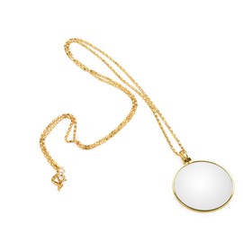Monokel,HäNgende Lupe, Portable 5X Lupe Monokel-Objektiv Mit HäNgenden Halskette Zum Lesen Handwerk Handarbeiten Schmuck Hobbys (Gold)