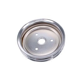1 PC SHLPDFM Chrome Polished Silver Steel Crankshaft Pulley Double-Groove SWP Short Water Pump Compatible with Small Block Chevy SBC 262 265 267 283 302 305 307 327 350 400