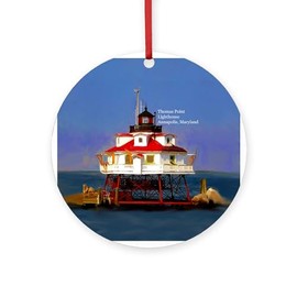 CafePress Thomas Point Lighthouse Chesapeake Bay Ornament Round 4" MDF Holiday Ornament