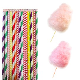 Cotton Candy Sticks - 50 Paper Cones, 30cm Length, 6mm Width, Cute Patterns, Easy to Use, Perfect for Cotton Candy and Decorations, Ideal for Parties, Birthdays, Holidays, Weddings