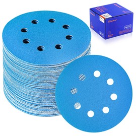 SpeTool Sandpaper 125 mm Velcro 60 Pieces Sanding Discs Sandpaper 120 Grit for Random Orbital Sanders 8 Holes Ceramic Sandpaper Set for Wood Epoxy Resin Metal Surface Automotive Sheets