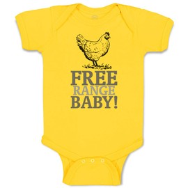 Custom Baby Bodysuit Free Range Baby! Chicken Farm Funny Cotton Boy & Girl Baby Clothes Yellow Zest Design Only 18 Months