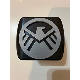 LicensePlateFreak Shield Secret Agent Style in 3D - 2 inch Trailer Hitch Cover Black with Grey - Super Hero American Star