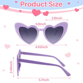 BOUBONI 6/12/24/48 Pack Heart Sunglasses Vintage Heart Shaped Glasses Bulk Bachelorette Sunglasses for Women Wedding Party (48, Purple)