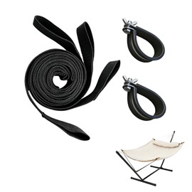 Hammock Balance Ropes Kit Designed for Double Spreader Bar Hammock with 12Ft Metal Stand, Anti-Tip Safety Straps to Prevent Hammocks from Flipping Over Black (1 Set)