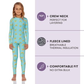Rocky Thermal Underwear Kids Girls Thermal Underwear Set Toddler Long Johns kids Thermals Kids Base Layer kids thermals top bottom set Winter Clothes Shirt Pants Ski/Extreme Cold (Rainbow, L)