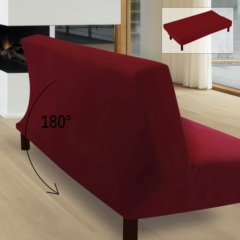FIGOOO Sofa Cover without Armrests, 3-Seater Elastic Sofa Cover, Armless,