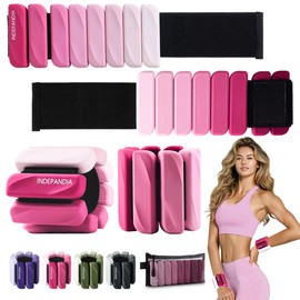INDEPANDIA Ankle Wrist Weights for Women Men at Home Set of 2 (2Lbs Each) Adjustable Silicone Hand Leg Weights Wearable Pilates Ankle Weights for Yoga Dance Gym Workout Walking Running Pink