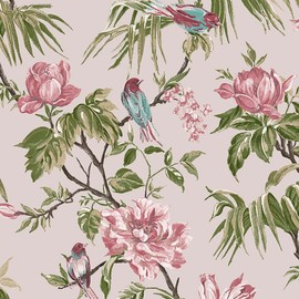 NEXT Birds and Blooms Mauve Removable Wallpaper