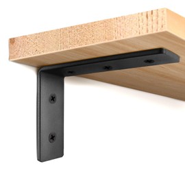 AnanJing 6 Pack Heavy Duty Floating Shelf Brackets, Black Metal L Wall Brackets, DIY Industrial Shelf Brackets - L 6" x H 4" x W 1.6" ( 1/5 Inch Thicked )