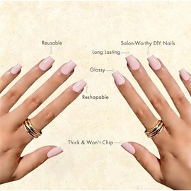 Uñas postizas de gel rosa polvoriento, cuadradas medianas, suaves y apagadas, cortas, de cobertura completa, acrílicas brillantes, reutilizables, fáci