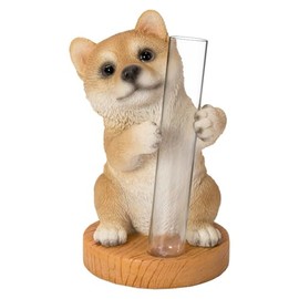 ウービア 柴犬 一輪挿し 5.5×5.5×8.5㎝ 人形 フィギュア 置き物 アニマル 動物 ガーデン 装飾 リアル かわいい 犬 イヌ H22167-1A