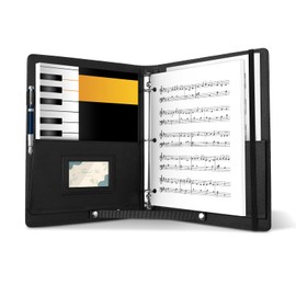 Sheet Music Folder 13"x10.2" PU Leather Binder Organizer with Elastic Band and Handle 3 Ring Music Binder Fits Letter Size 8.5 x 11 inch