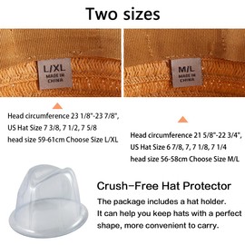 Trilby Hat Mens Fedora Hats for Men Straw Fedora Hat Sun Hat Panama Hat Foldable, Khaki, Medium-Large