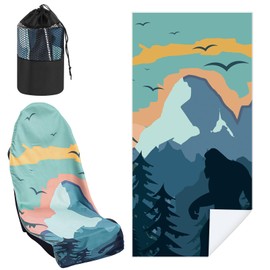 Hahafelt Car Seat Towel Covers with Storage Bag Seat Post Workout Sweat Cover Washable Non Slip for Car Towel for Dog Pet Workout Outdoor Sport Activities(Sasquatch)