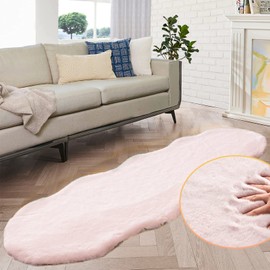 ORINOVA Pink Plush Washable Fluffy Fur Runner Rugs for Living Room Shag Faux Rabbit Fuzzy Fur Area Rugs for Bedroom 2x6 Rug Runner Nursery Rug