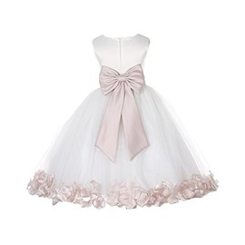 Ivory Tulle Rose Petals Formal Flower Girl Dresses Easter Summer Dresses 302T 2
