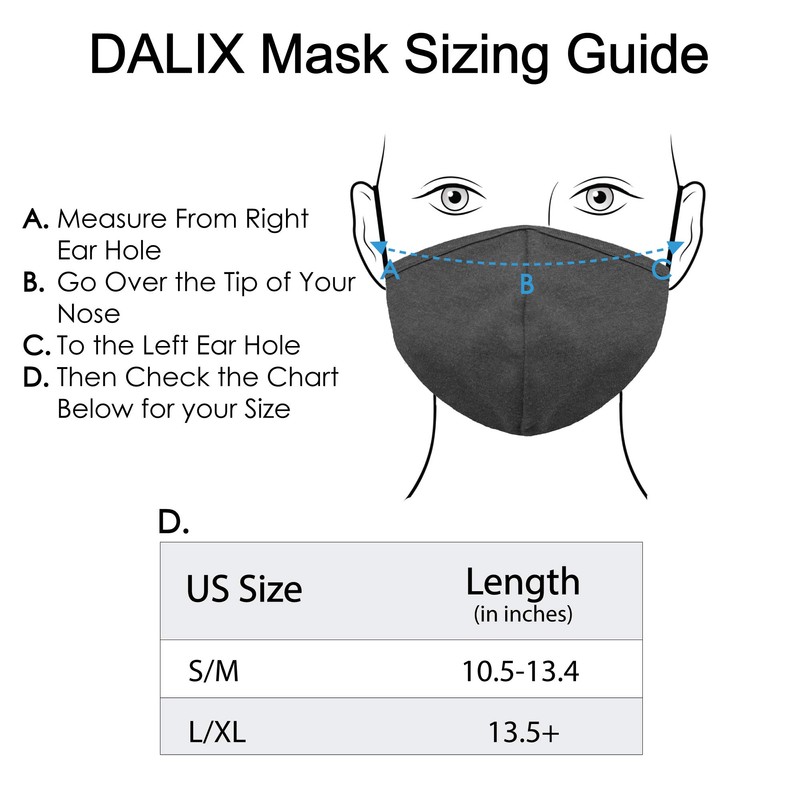 DALIX Cloth Face Mask Reusable Washable Made in USA -