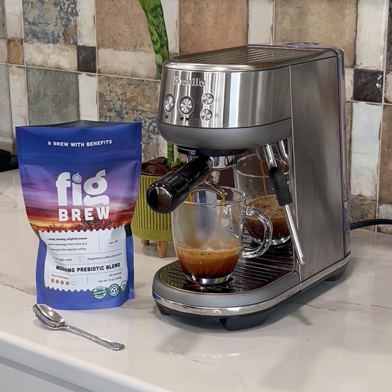 FigBrew Morning Prebiotic Blend Coffee Alternative, Adaptogen-free, Caffeine-free, Ground, Dark