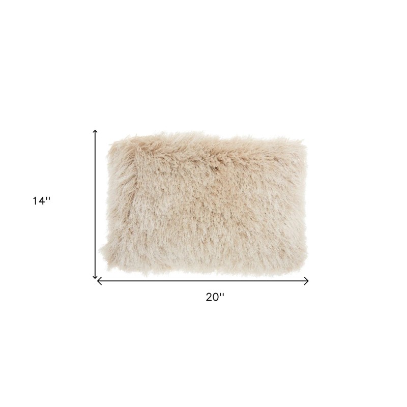 Homeroots 14" X 20" Beige Throw Pillow
