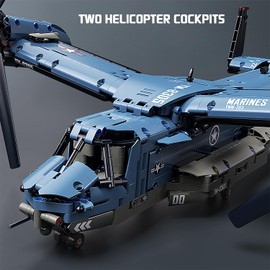 Chodia Military Helicopter Building Blocks Set,Fighter Jet Model Toys,V-22 Osprey Army Airplane Kits with Ratoting Propeller,STEM Christmas Xmas Birthday Gifts for Adult Boys Teens 8-14 14+(1486PCS)